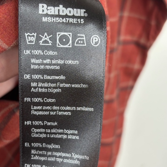 Barbour Flannel XXL Button Down Plaid Burnt Orange Rust Classic Preppy Old Money - Picture 7 of 10
